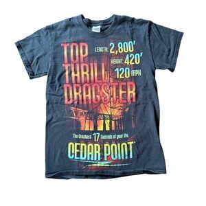 Cedar Point Top Thrill Dragster Tee Shirt Small Black Roller Coaster